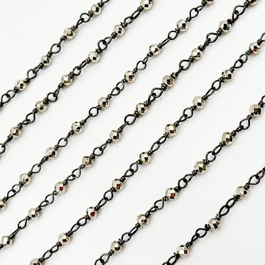Pyrite Wire Wrapped Beads Chain