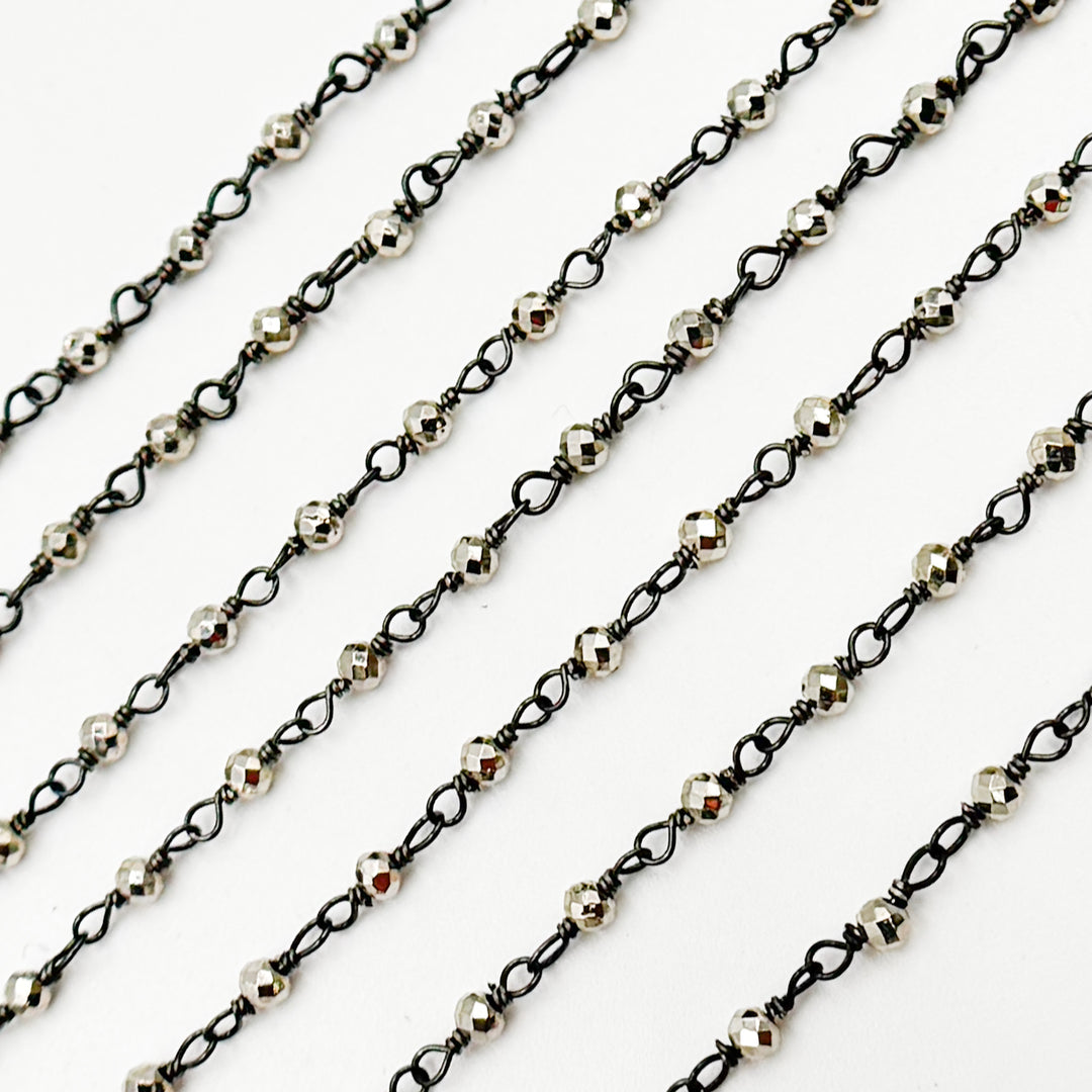 SPY3. Pyrite Wire Wrapped Beads Chain