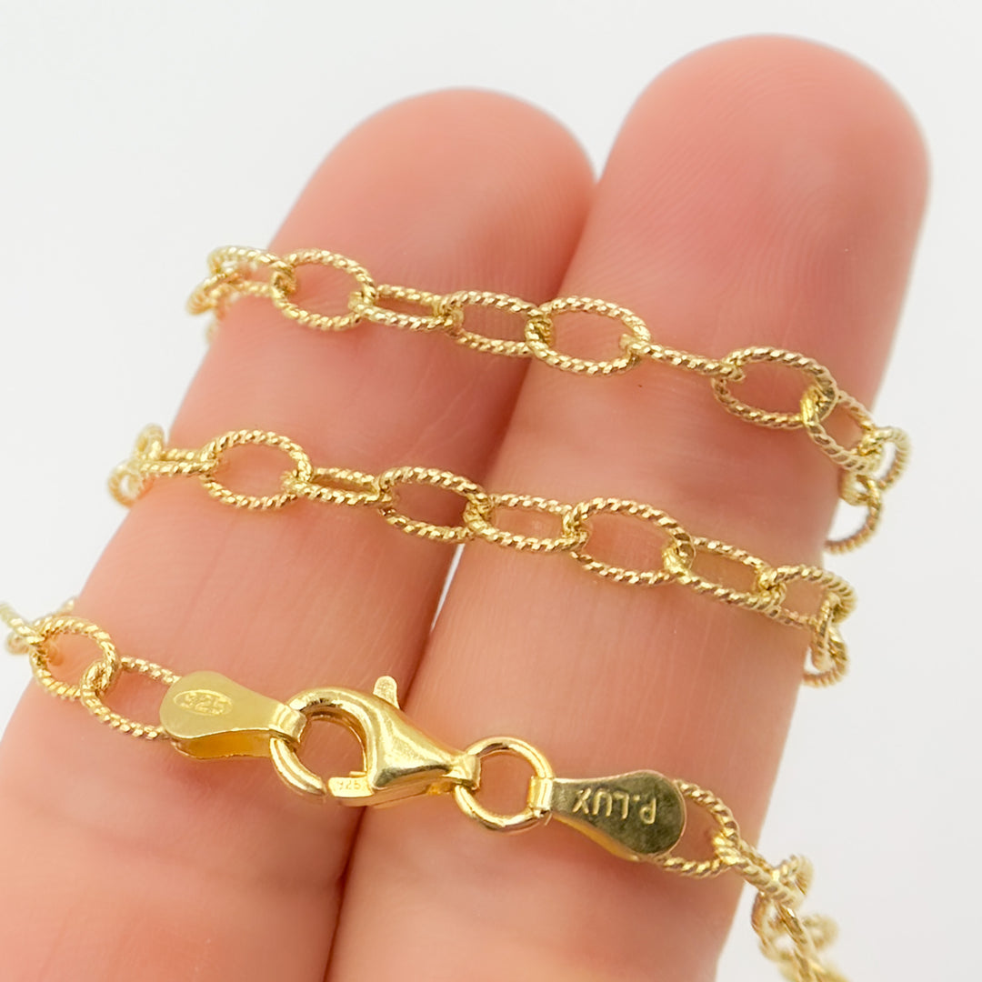 80GP. Gold Plated Sterling Silver Textured Cable Necklace