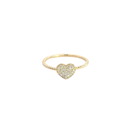 14K Solid Gold Diamond Heart Ring.