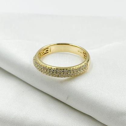 14K Solid Gold Diamond Band Ring.