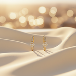 Load image into Gallery viewer, EHF57627. 14K Solid Yellow Gold Diamond Flower Hoop Earrings