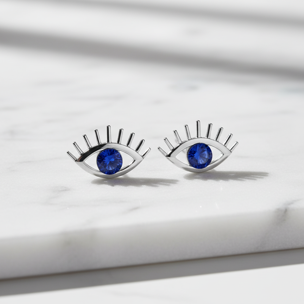 EFZ52004BS. 14K Solid Yellow Gold Diamond Eye Studs