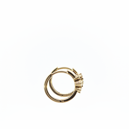 EHE57395. 14K Solid Yellow Gold Diamond Hoop Earrings