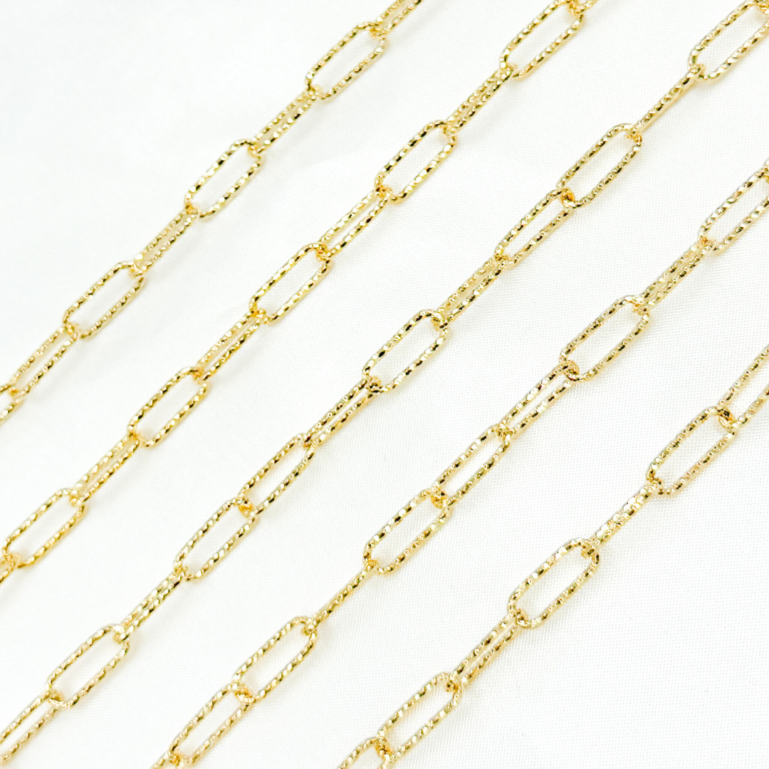 Gold Plated 925 Sterling Silver Diamond Cut Paperclip Chains
