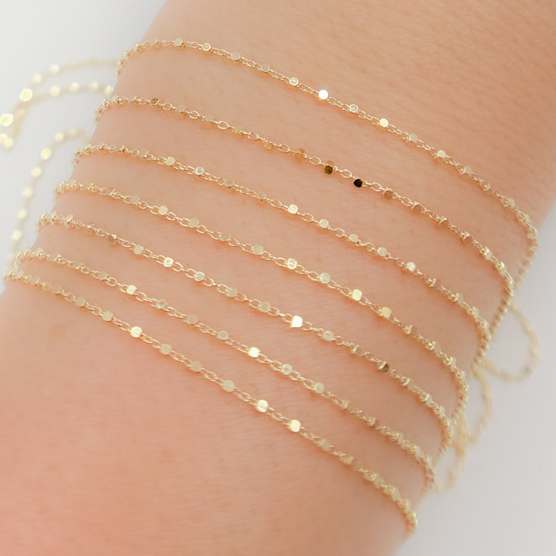 025R02S0QT4byFt. 14K Solid Yellow Gold Cube Satellite Chain by Foot