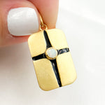 Load image into Gallery viewer, DSP076A. Sterling Silver Rectangle Enamel Pendant with Gemstone
