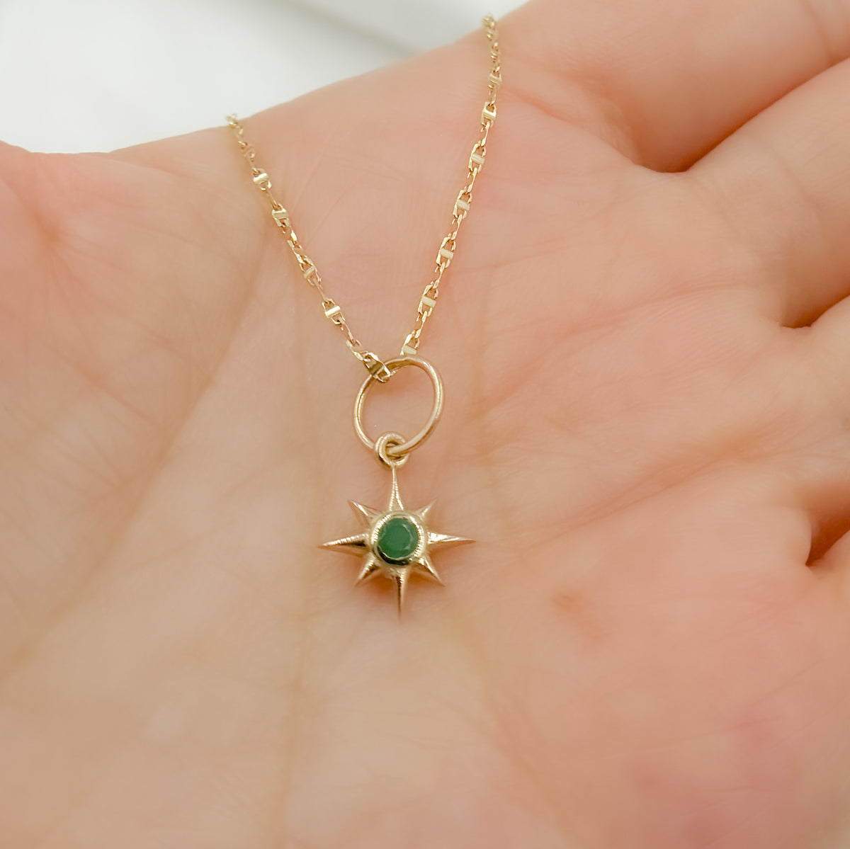 Gold Star Charm with Gemstone