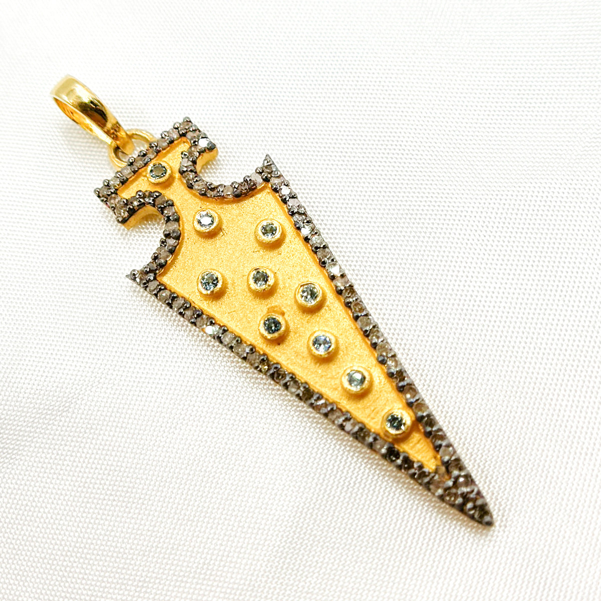 Diamond Silver Arrow Head Pendant with Gemstone