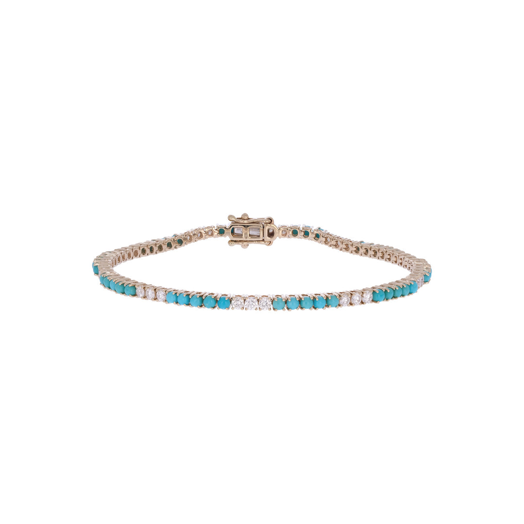 CB97388-2. 14k Solid Gold Diamond and Gemstone Tennis Bracelet