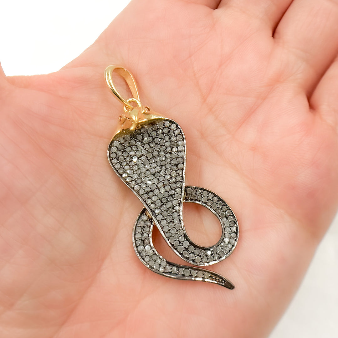 DP071. Diamond Sterling Silver Snake Pendant with Gemstone