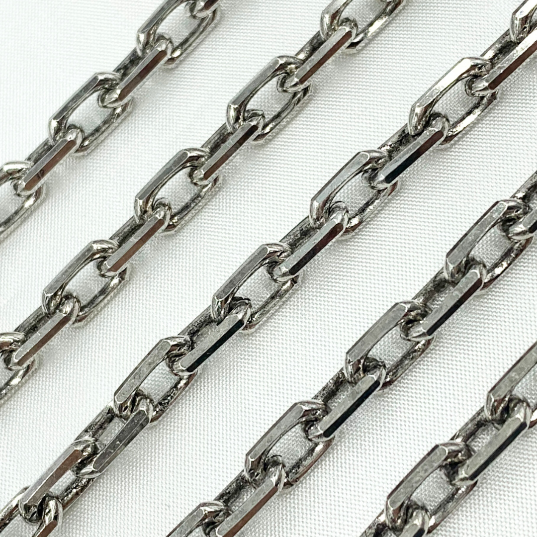 Z102OX. Oxidized Sterling Silver Diamond Cut Oval Link Chain