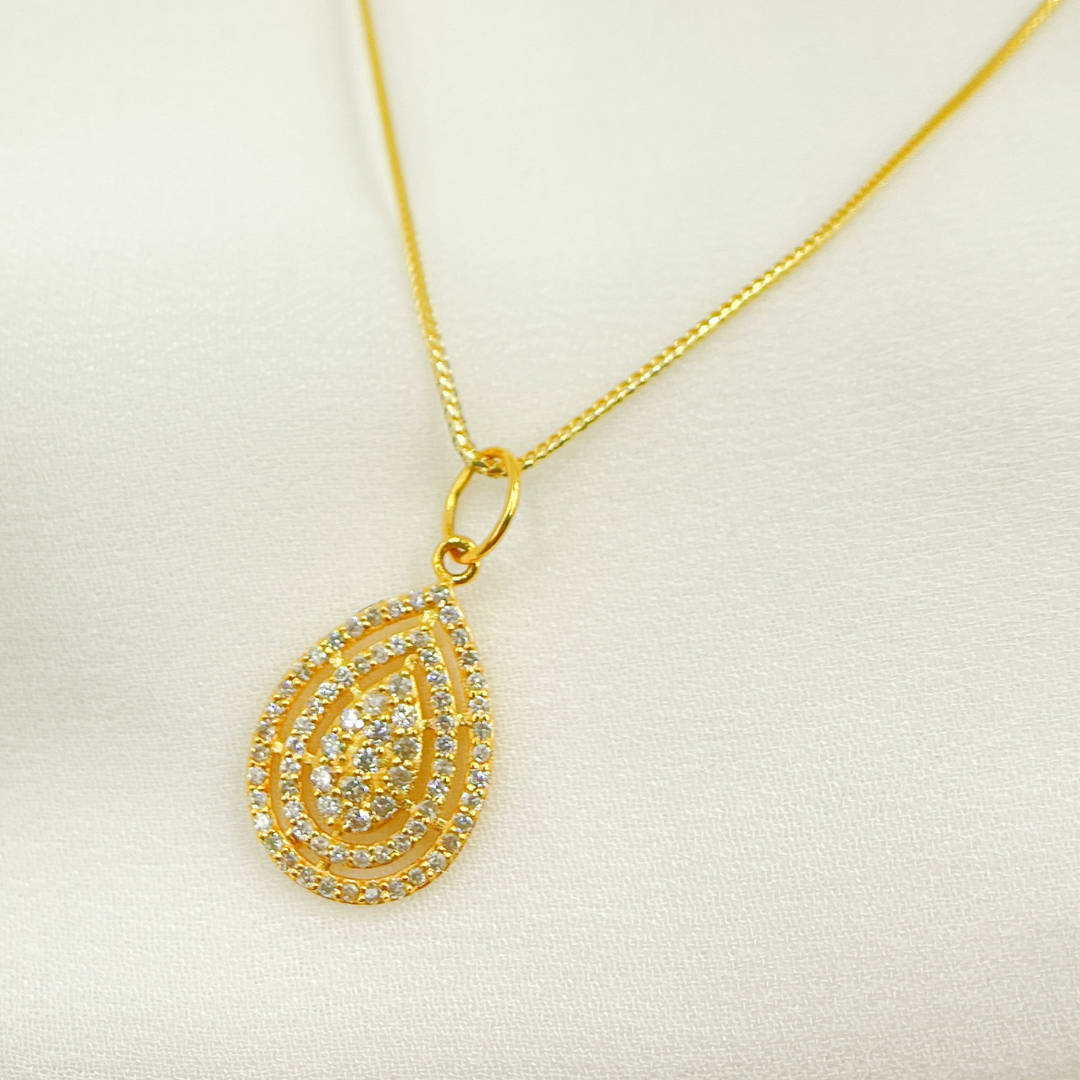 14K Solid Gold Drop Charm with Diamonds. GDP145