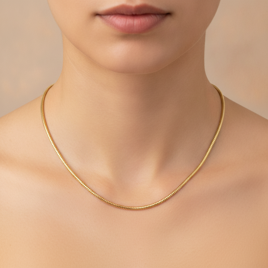 120CCTD. 14k Solid Yellow Gold Snake Necklace