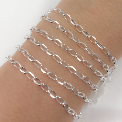 Buy Silver Diamond Cut Oval Link Chain