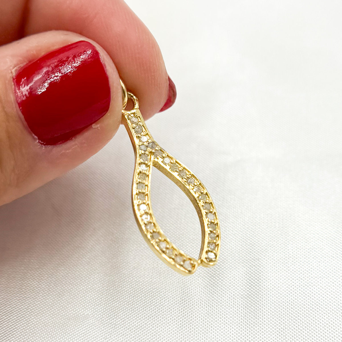 DC458. Diamond Sterling Silver Wishbone Charm