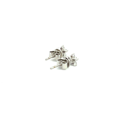 ER412616W. 14k Solid White Gold Diamond Flower Studs