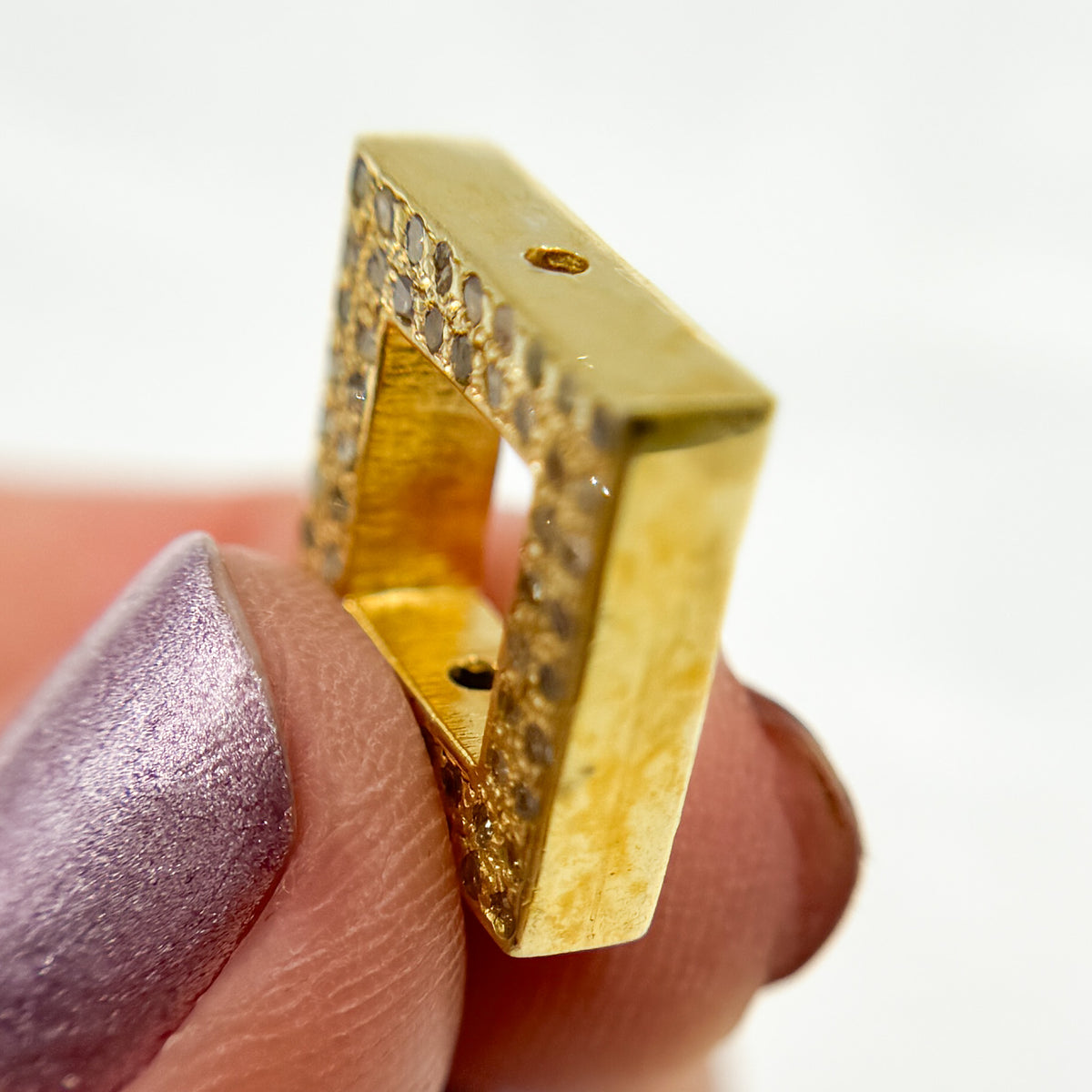 DC841. Diamond Sterling Silver Square Connector