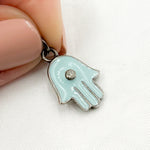 Load image into Gallery viewer, DC597A. Diamond Sterling Silver Hamsa Enamel Charm
