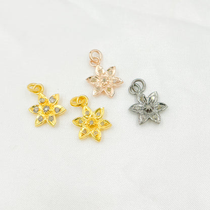 DC553. Diamond Sterling Silver Flower Charm