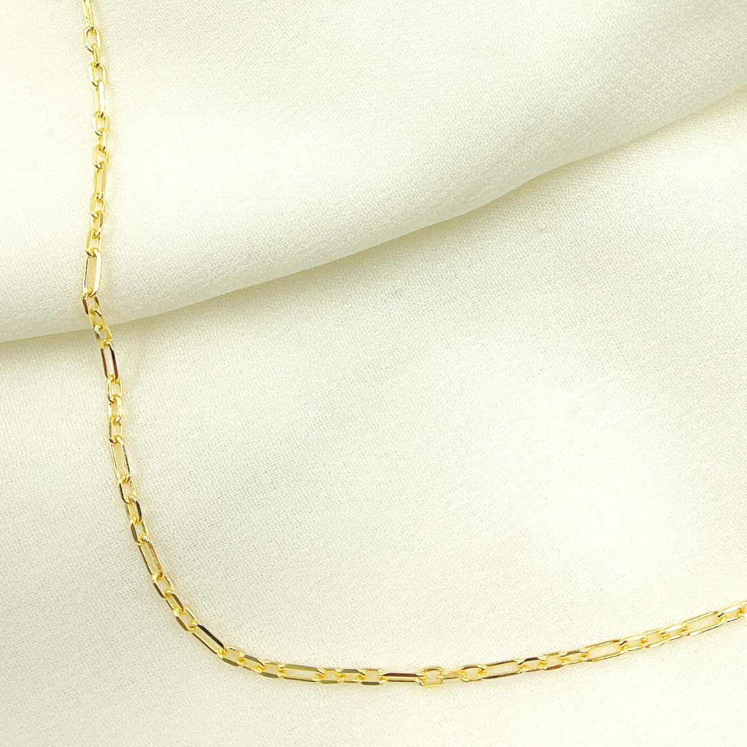 14K Solid Gold Paperclip Long & Short Link Necklace. 06014558FD