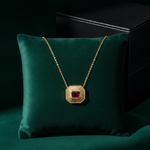 Load image into Gallery viewer, CN97285RU6X4. 14K Solid Gold Octagon Ruby and Diamond Fancy Tiny Necklace
