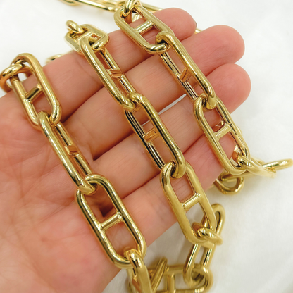Sterling Silver Hollow Marina Link Chain