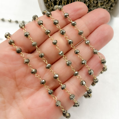 Pyrite Gold Plated 925 Sterling Silver Wire Chain. PYR70