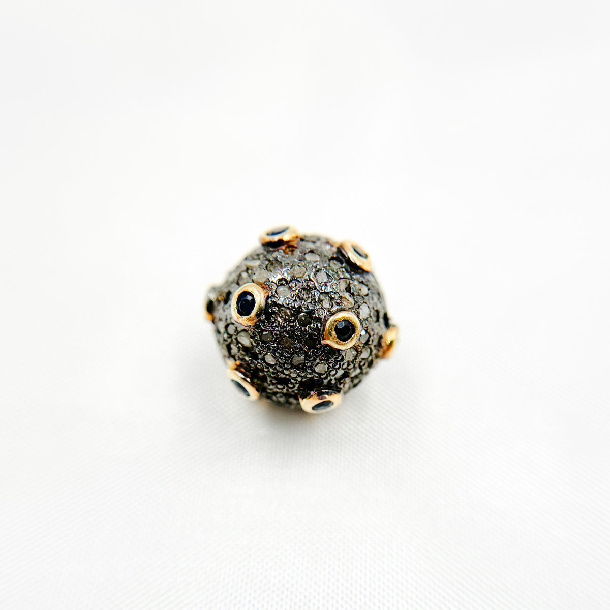 DC845. Diamond & Sterling Silver Round Bead