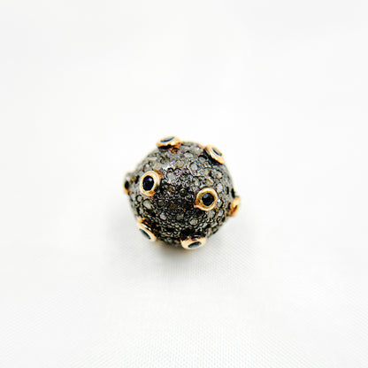 DC845. Diamond & Sterling Silver Round Bead