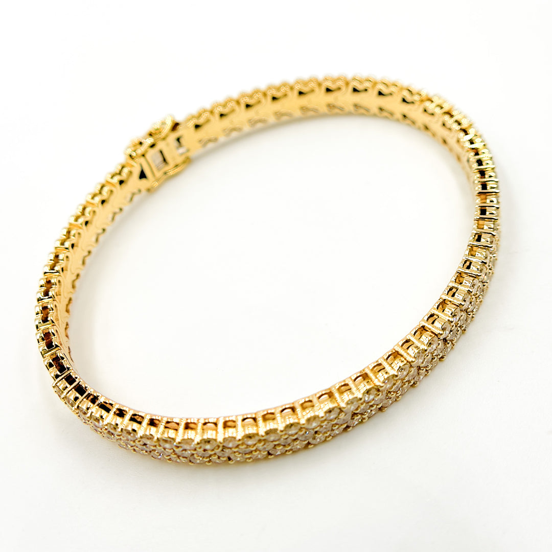 BNR68514. 14K Solid Gold Bangle with Diamonds