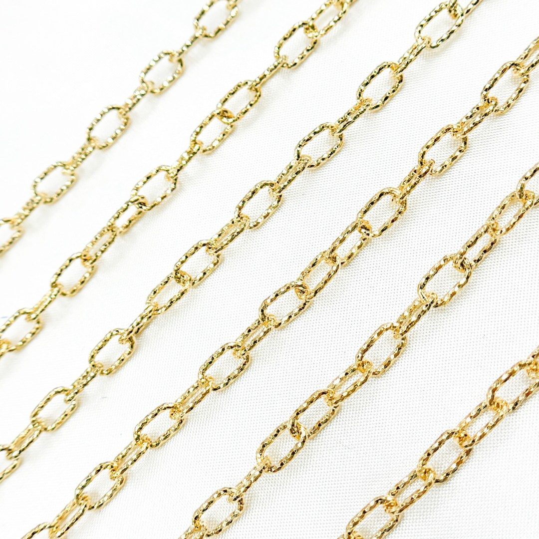 Gold Plated 925 Sterling Silver Diamond Cut Cable Link Chain. V151DCGP