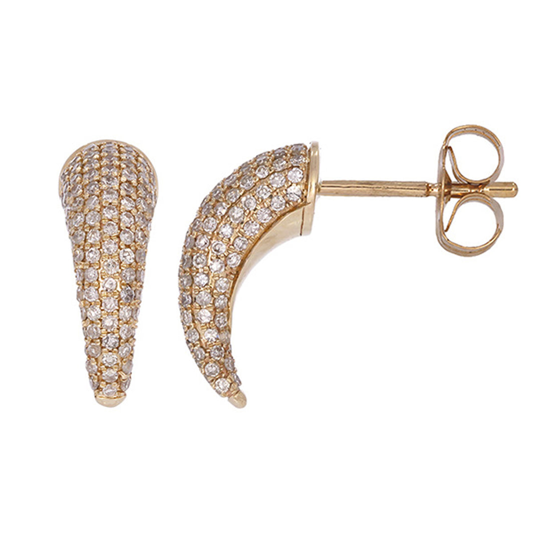 14k Gold Diamond Horn Studs Earrings