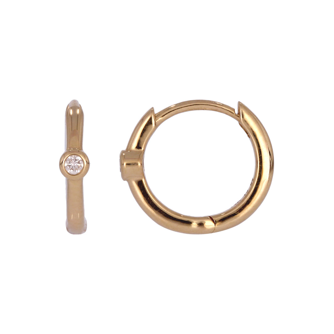 EHA57583. 14K Solid Yellow Gold Diamond Huggies Earrings