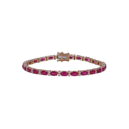CB97294RU5X3. 14k Solid Gold Diamond and Ruby Bracelet
