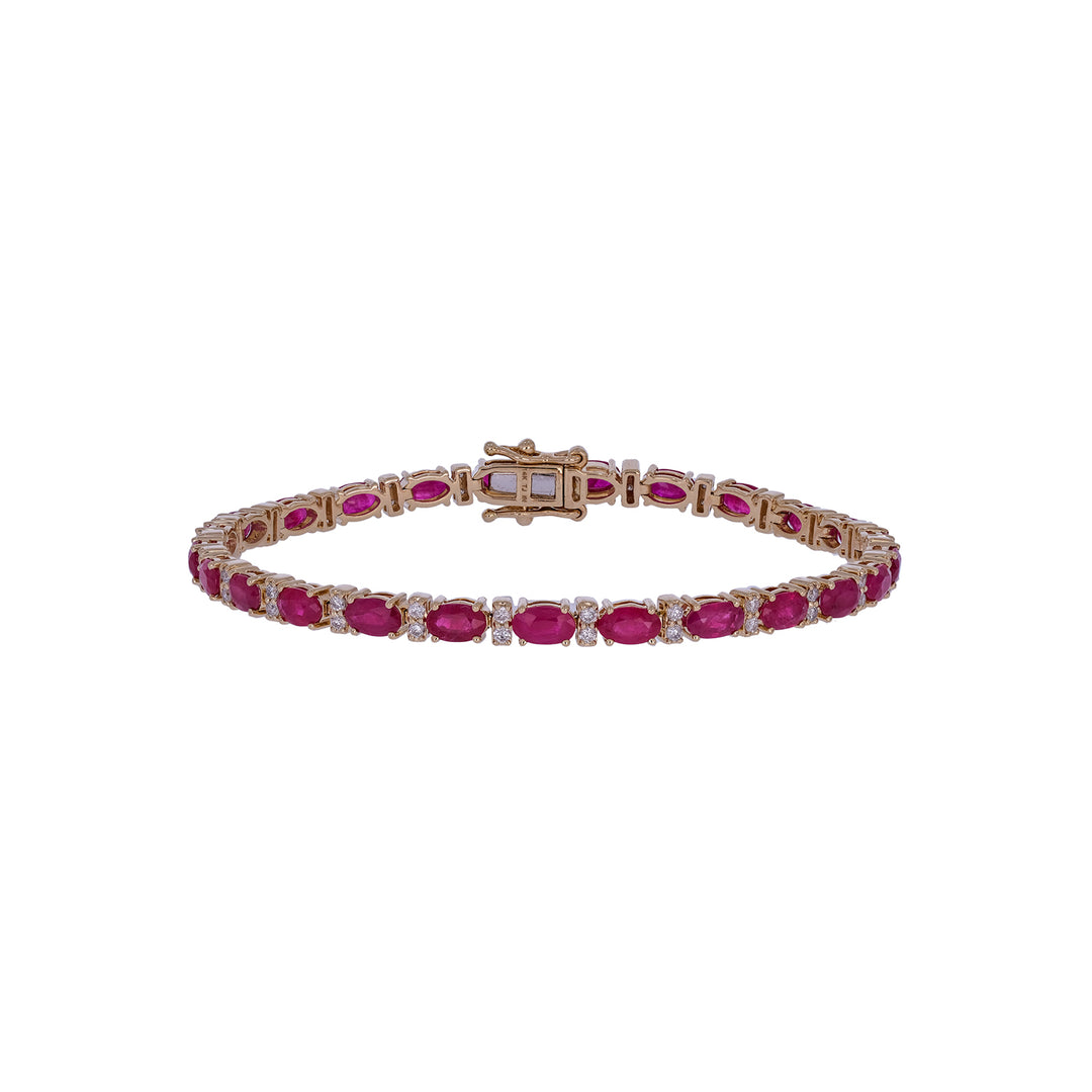 CB97294RU5X3. 14k Solid Gold Diamond and Ruby Bracelet