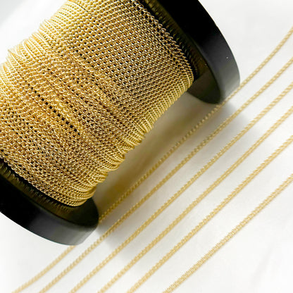 14K Solid Gold Smooth Curb Chain