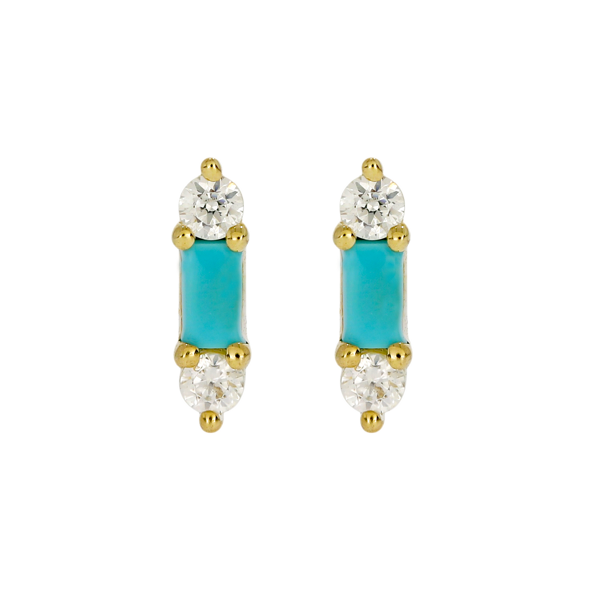 EFA51799TQ.  14K Solid Gold Diamond and Gemstone Stud Earrings