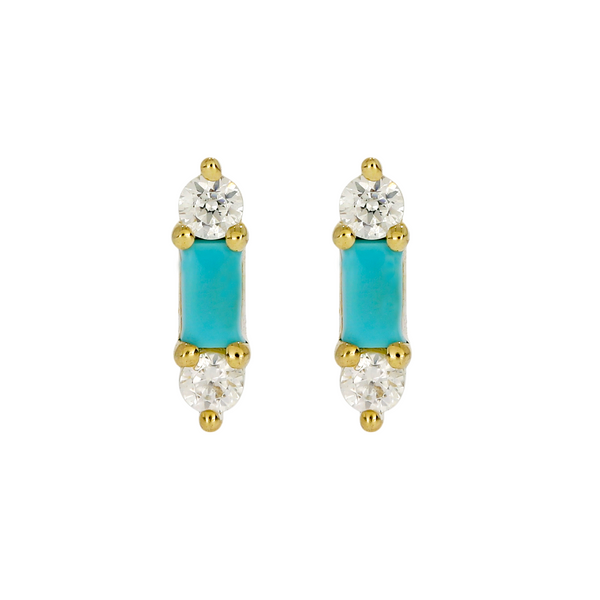 EFA51799TQ.  14K Solid Gold Diamond and Gemstone Stud Earrings