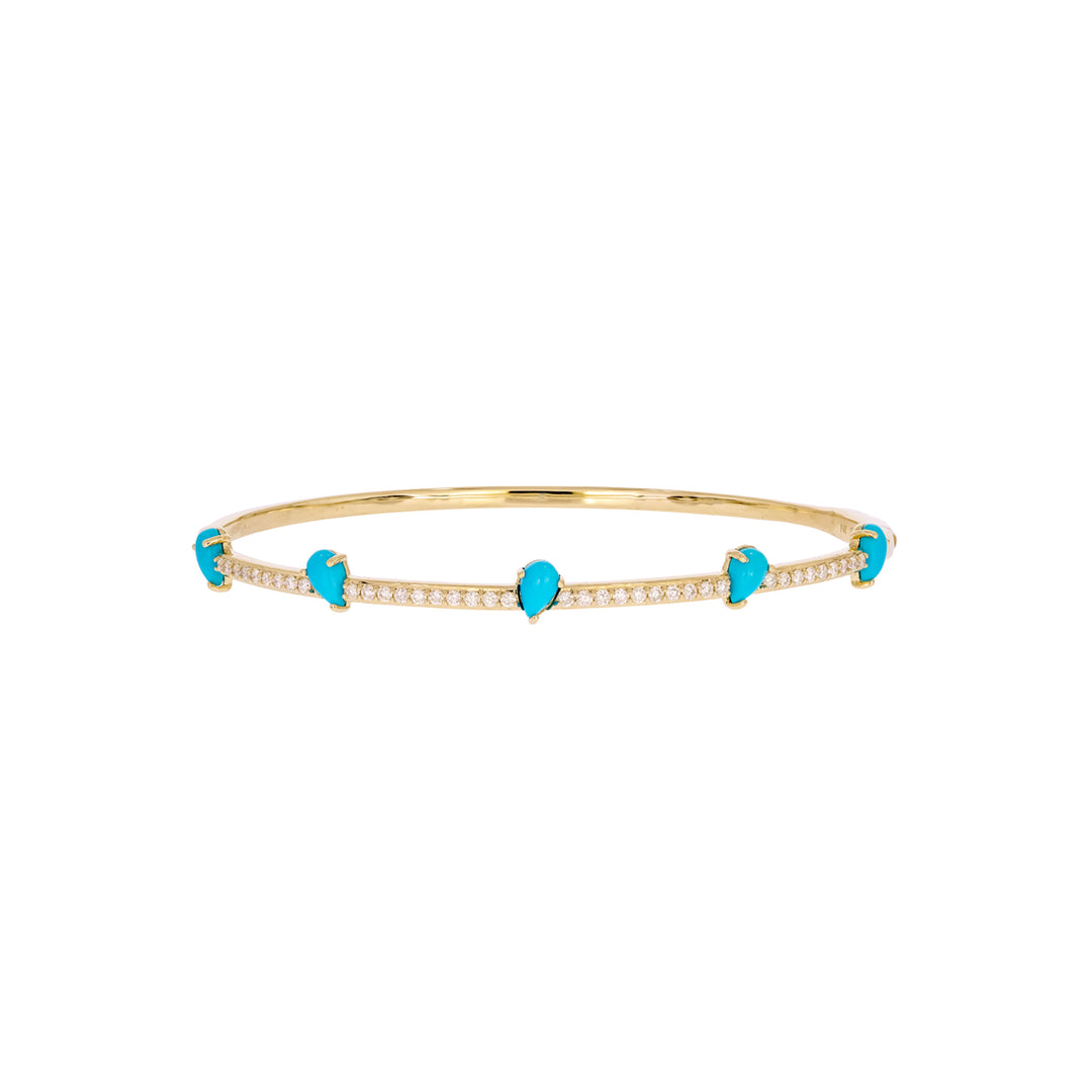 CB96493. 14K Solid Gold Diamond and Gemstone Bangle