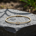 Load image into Gallery viewer, BNB68644. 14K Solid Gold Baguette Diamond Beaded Bangle