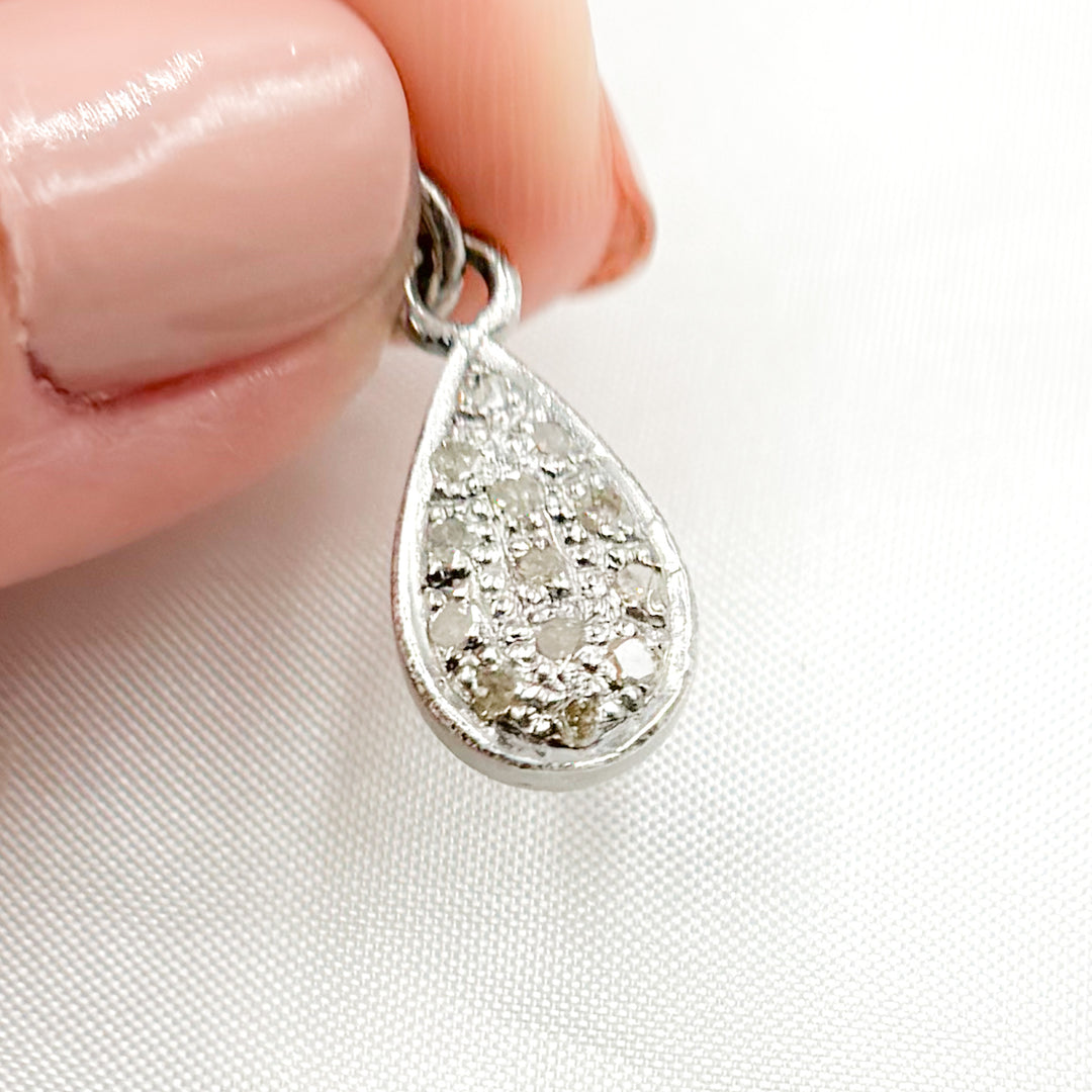 DC2009. Diamond Sterling Silver Drop Charm