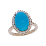 Load image into Gallery viewer, CR97301TQ13X9. 18K Sold Gold Diamond &amp; Turquoise Ring
