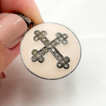 Load image into Gallery viewer, DP445A. Diamond Sterling Silver Round Cross Enamel Pendant
