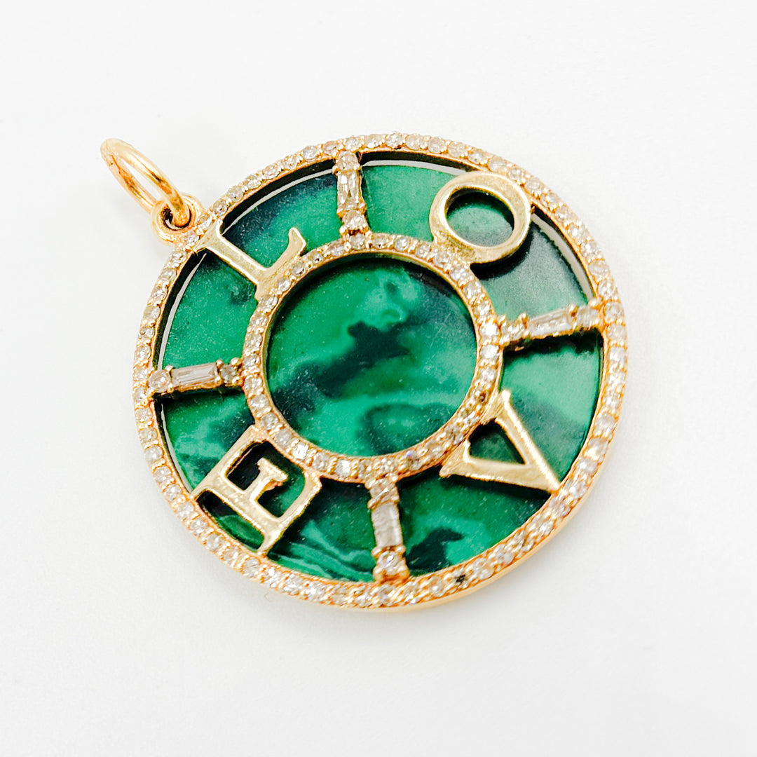 KG76. 14K Solid Gold Round Love Word Charm