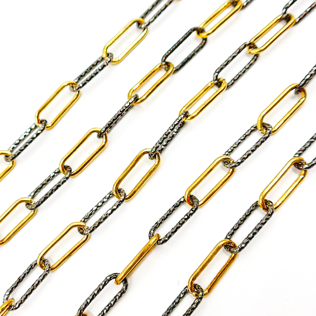 Sterling Silver Smooth and Diamond Cut Paperclip Chain