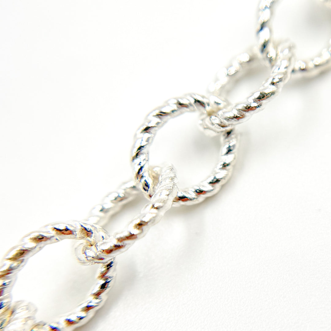 617SS. Sterling Silver Twisted Marquise Oval Link Chain
