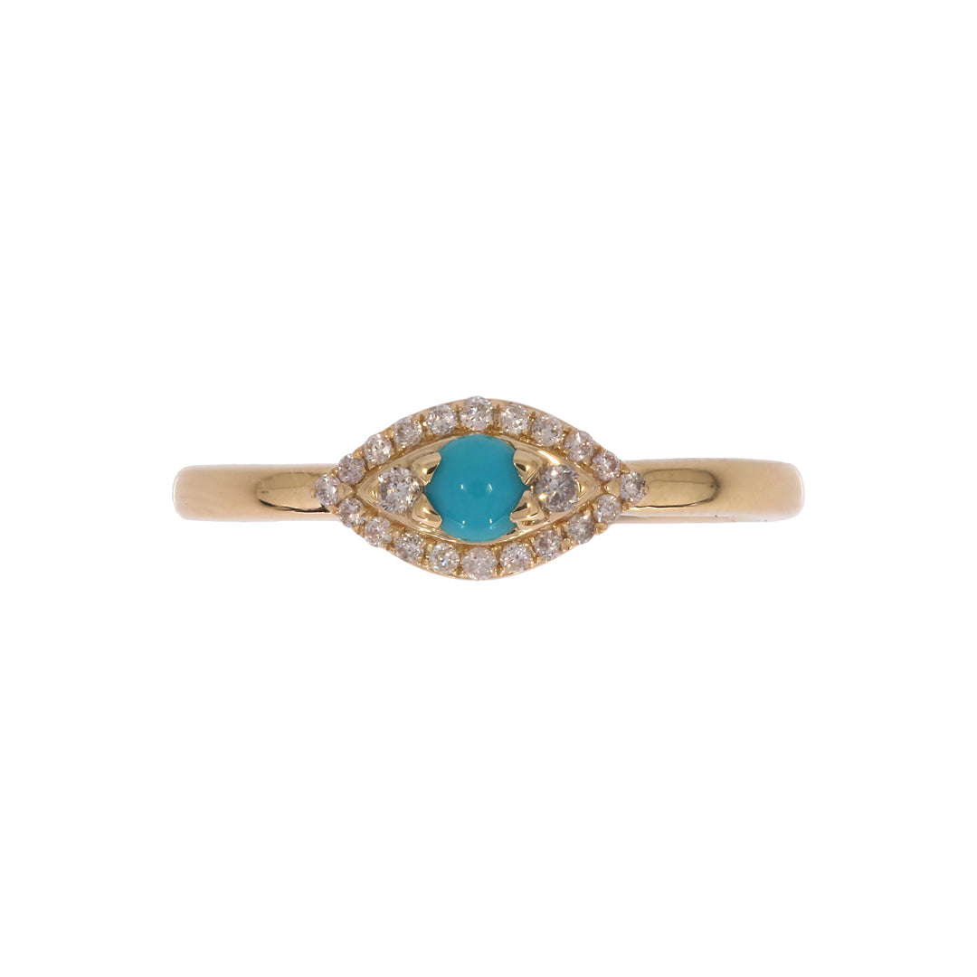 RFB17775TQ. 14K Solid Gold Diamond and Turquoise Eye Ring