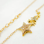 Load image into Gallery viewer, 14K Solid Gold Stars Diamond Necklace. NFD70372
