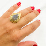 Load image into Gallery viewer, DE09. Diamond Sterling Silver Labradorite Drop Ring
